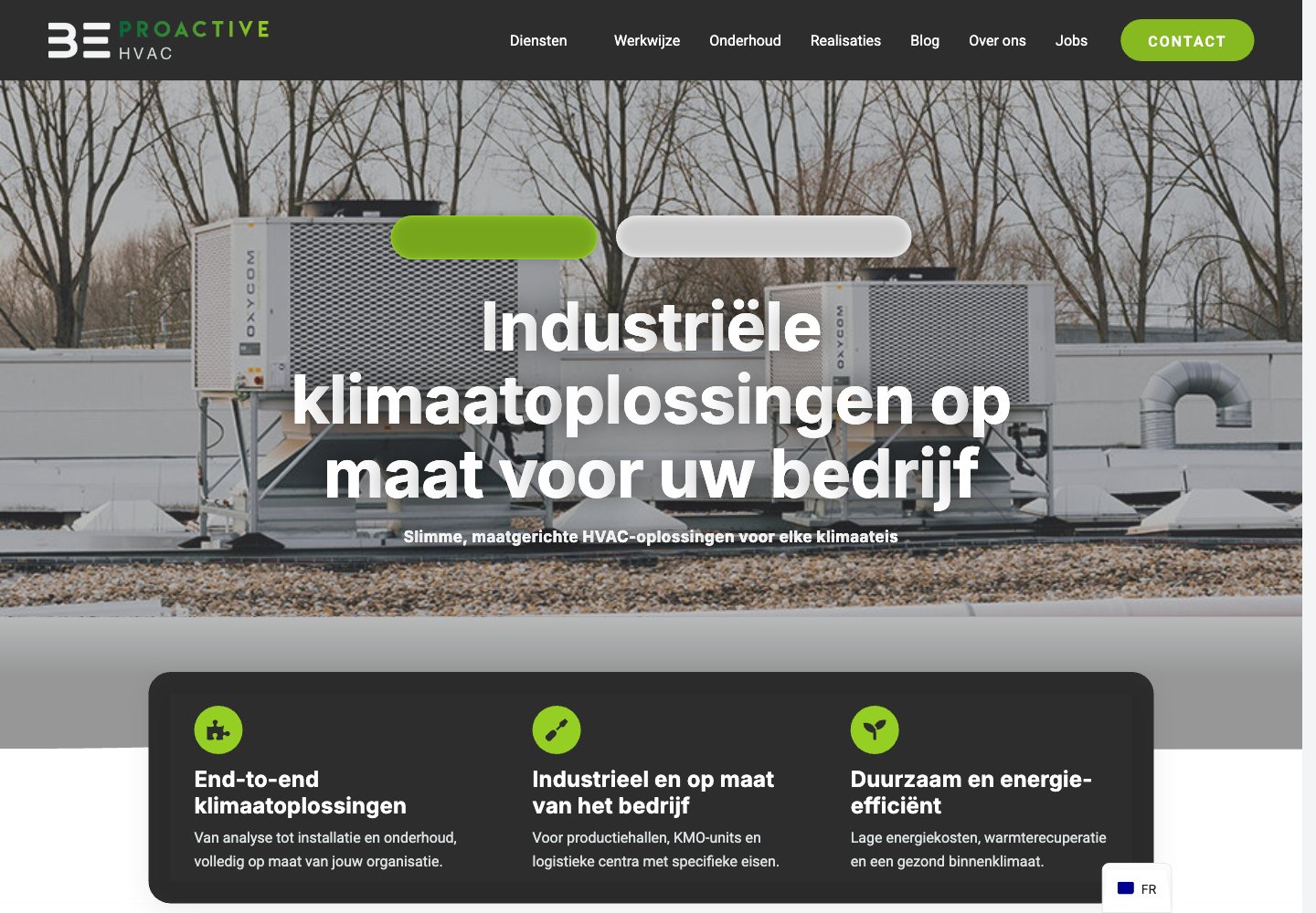 Screenshot van de website van Beproactive HVAC